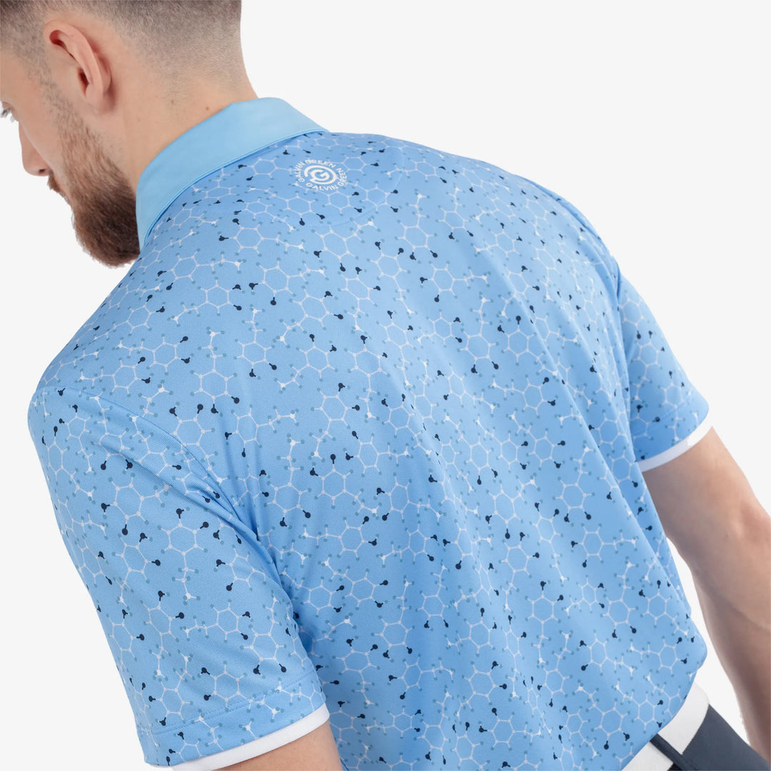 Mannix is a Breathable short sleeve golf shirt for Men in the color Alaskan Blue/Navy(4)