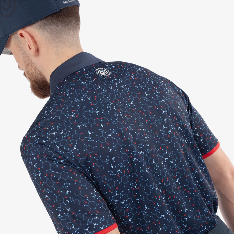 Mannix is a Breathable short sleeve golf shirt for Men in the color Navy/Red(6)