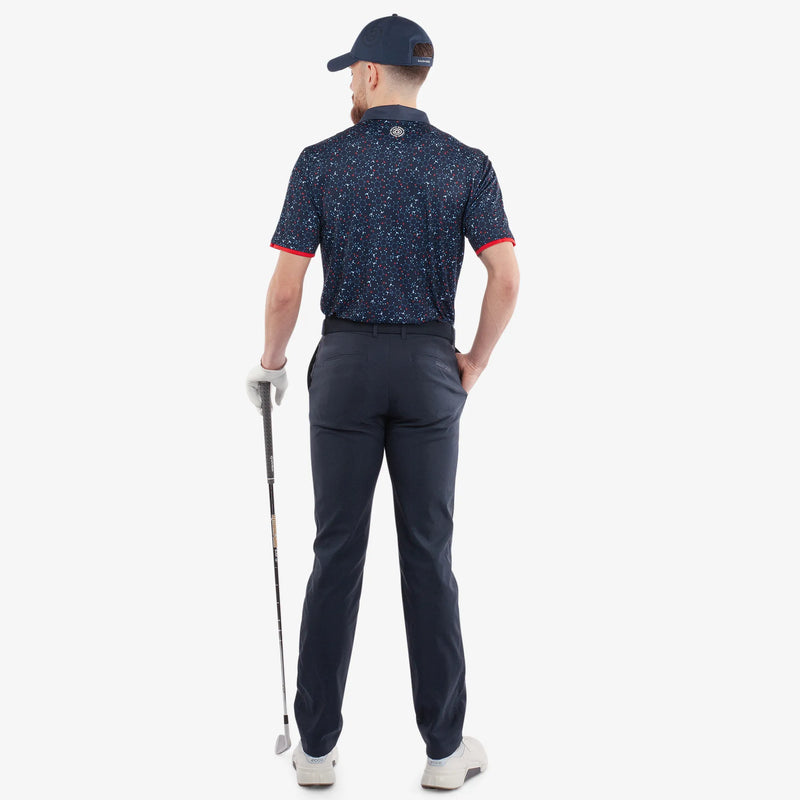 Mannix is a Breathable short sleeve golf shirt for Men in the color Navy/Red(7)