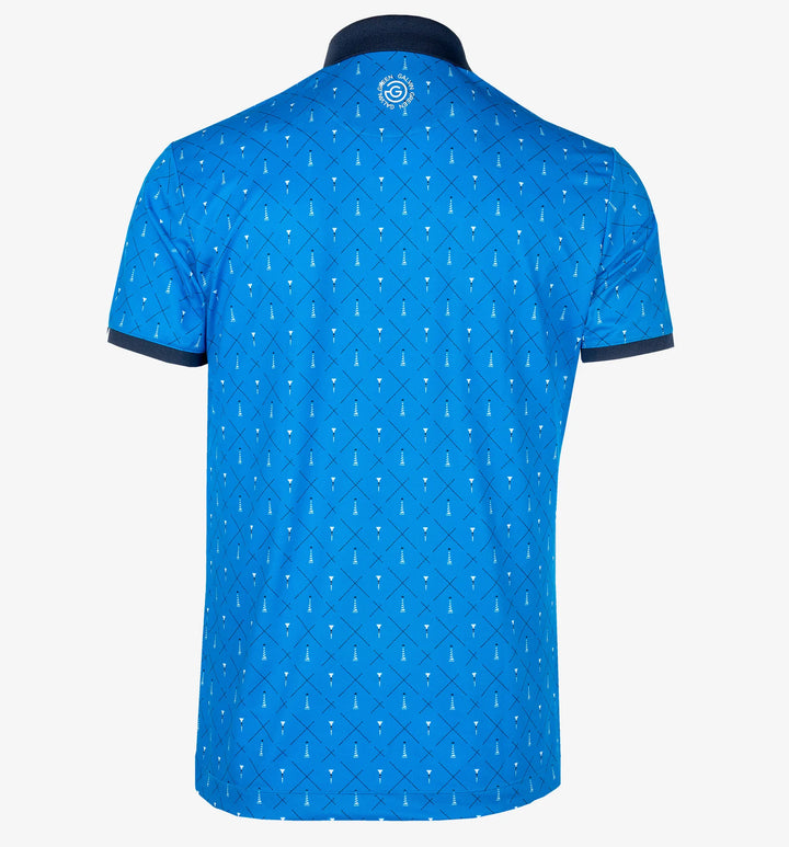 Manolo is a Breathable short sleeve golf shirt for Men in the color Blue/White/Navy(8)