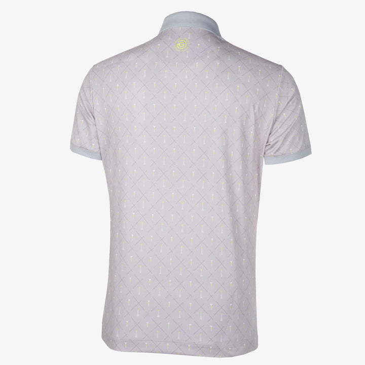 Manolo is a Breathable short sleeve golf shirt for Men in the color Cool Grey/White/Sunny Lime(8)