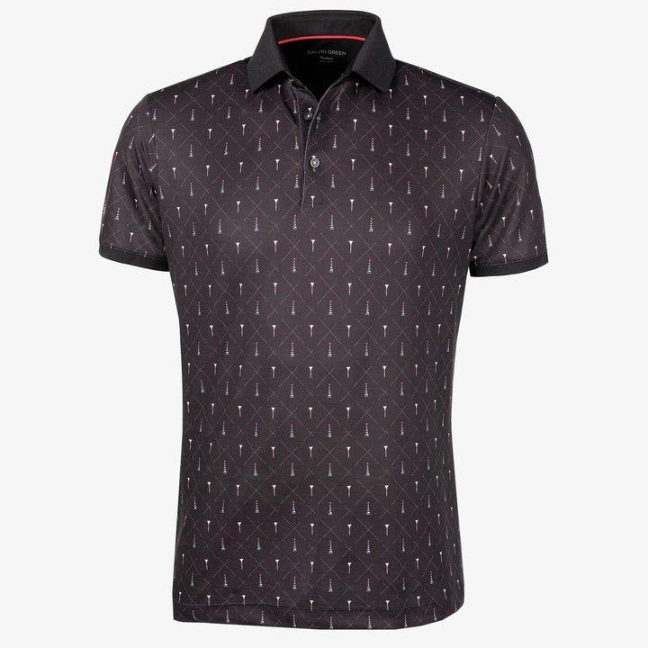 Manolo is a Breathable short sleeve golf shirt for Men in the color Black/White/Red(0)