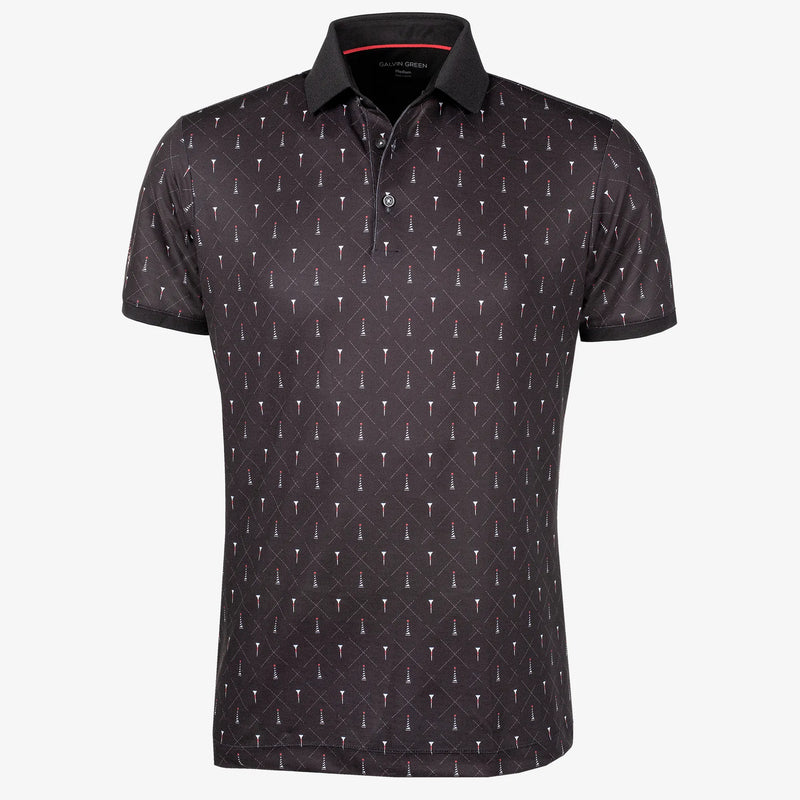 Manolo is a Breathable short sleeve golf shirt for Men in the color Black/White/Red(0)