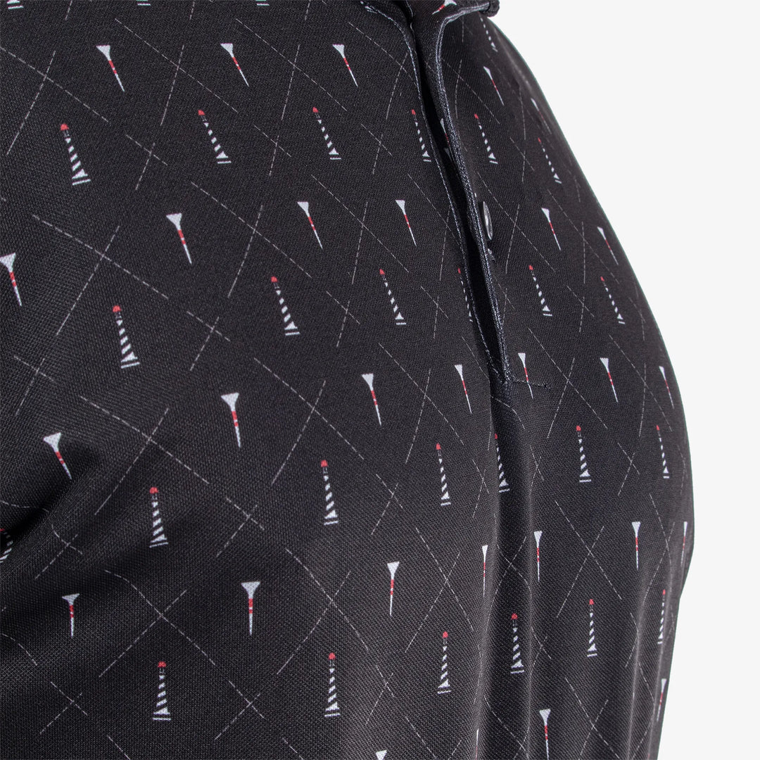 Manolo is a Breathable short sleeve golf shirt for Men in the color Black/White/Red(5)