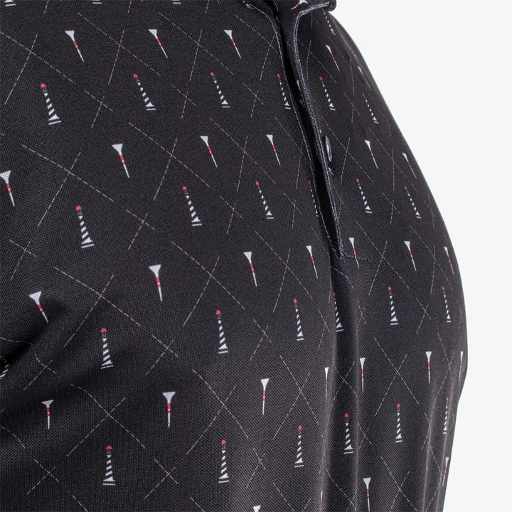 Manolo is a Breathable short sleeve golf shirt for Men in the color Black/White/Red(5)
