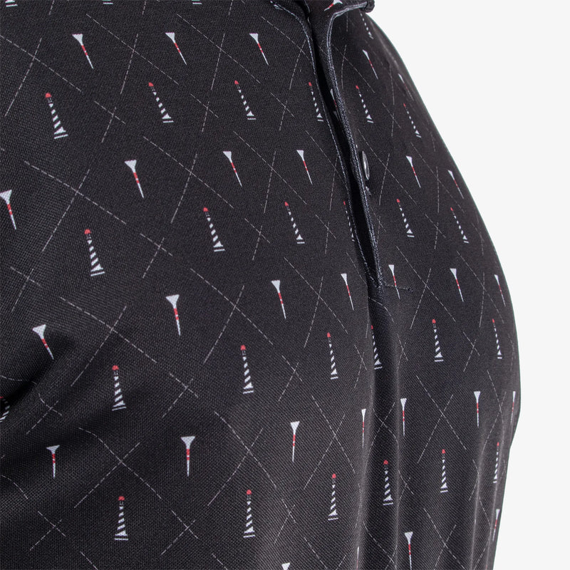 Manolo is a Breathable short sleeve golf shirt for Men in the color Black/White/Red(5)