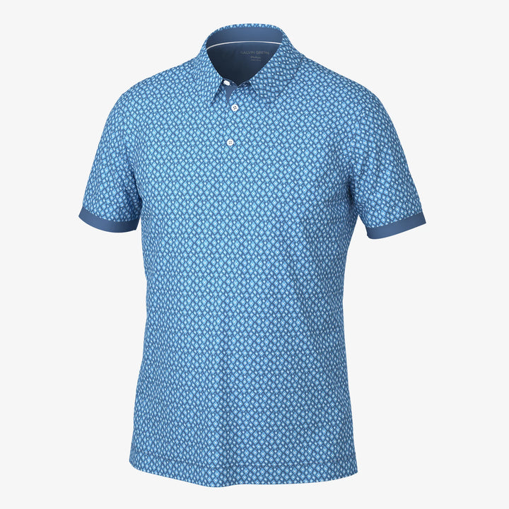 Manuel is a Breathable short sleeve golf shirt for Men in the color Moonlight Blue/White(0)