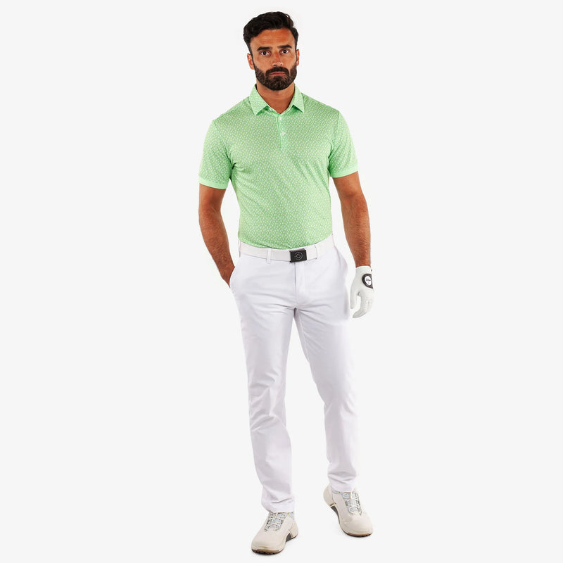 Manuel is a Breathable short sleeve golf shirt for Men in the color Fresh Green/White(2)