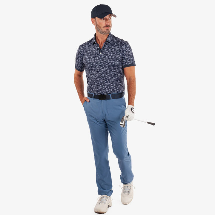 Manuel is a Breathable short sleeve golf shirt for Men in the color Navy/White(2)