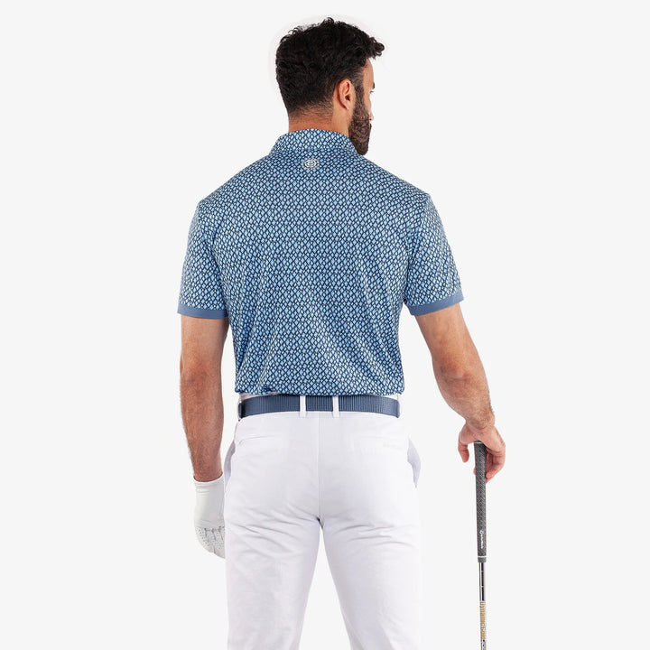 Manuel is a Breathable short sleeve golf shirt for Men in the color Moonlight Blue/White(4)