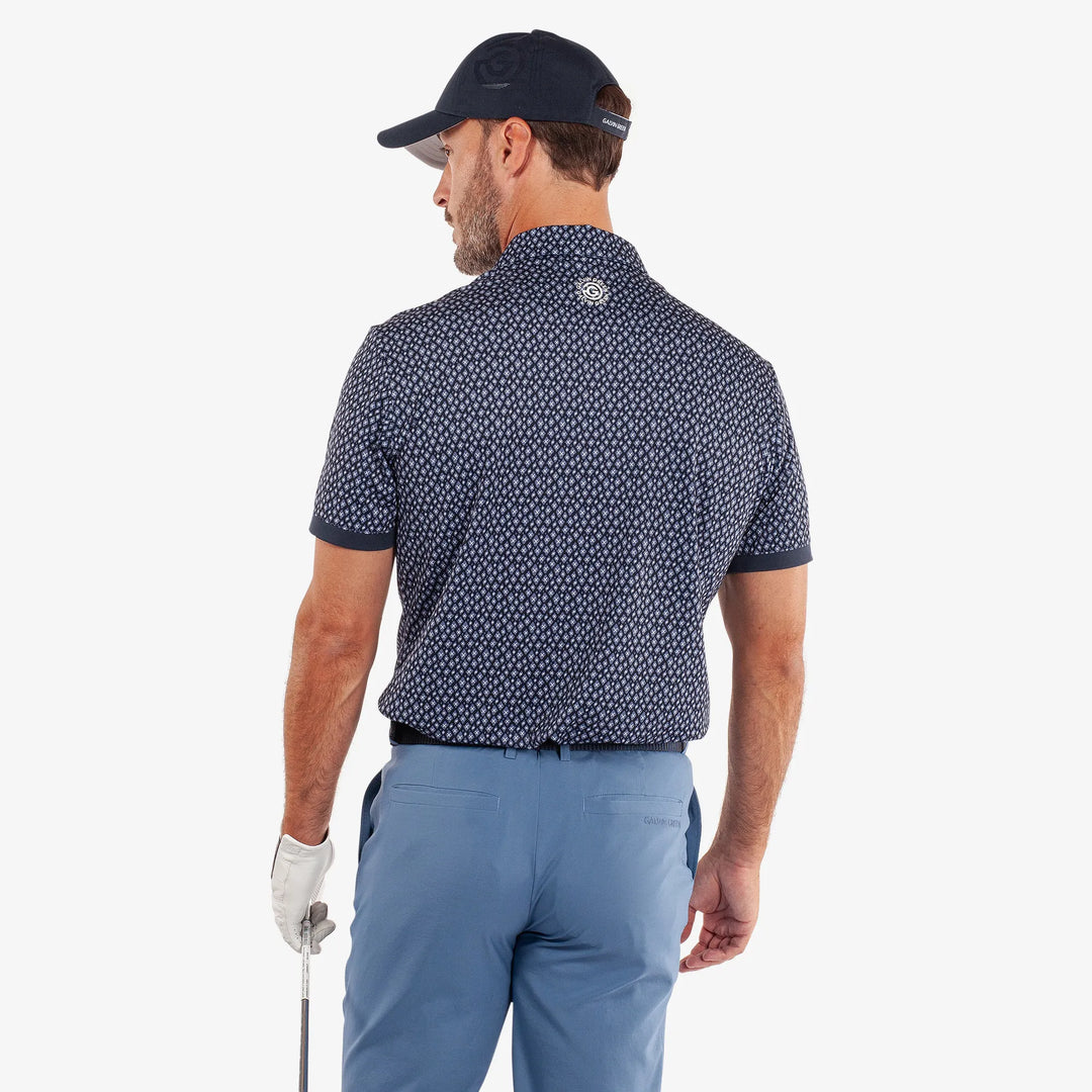 Manuel is a Breathable short sleeve golf shirt for Men in the color Navy/White(4)