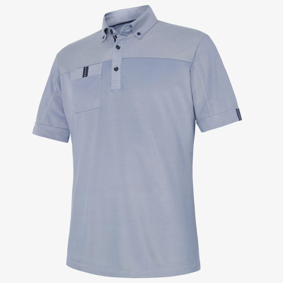 Maple is a Breathable short sleeve golf shirt for Men in the color Moonlight Blue(0)