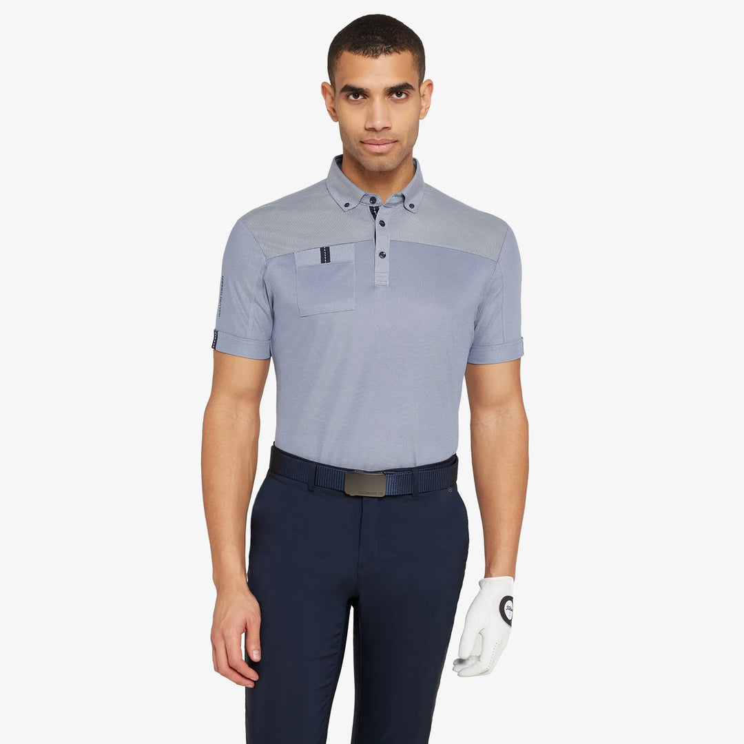 Maple is a Breathable short sleeve golf shirt for Men in the color Moonlight Blue(1)