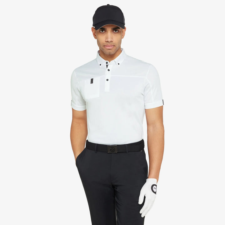 Maple is a Breathable short sleeve golf shirt for Men in the color White(1)
