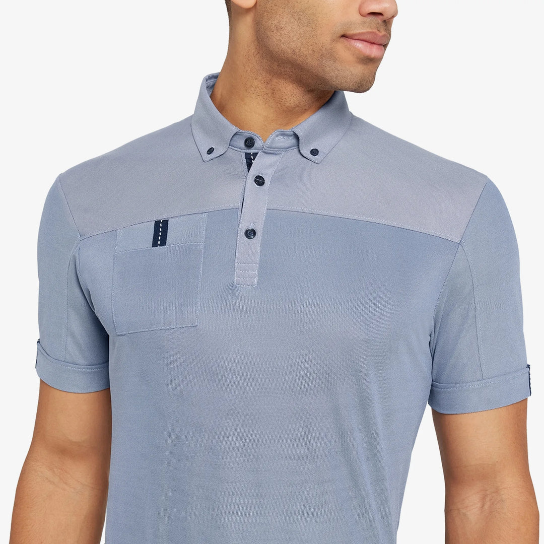 Maple is a Breathable short sleeve golf shirt for Men in the color Moonlight Blue(3)
