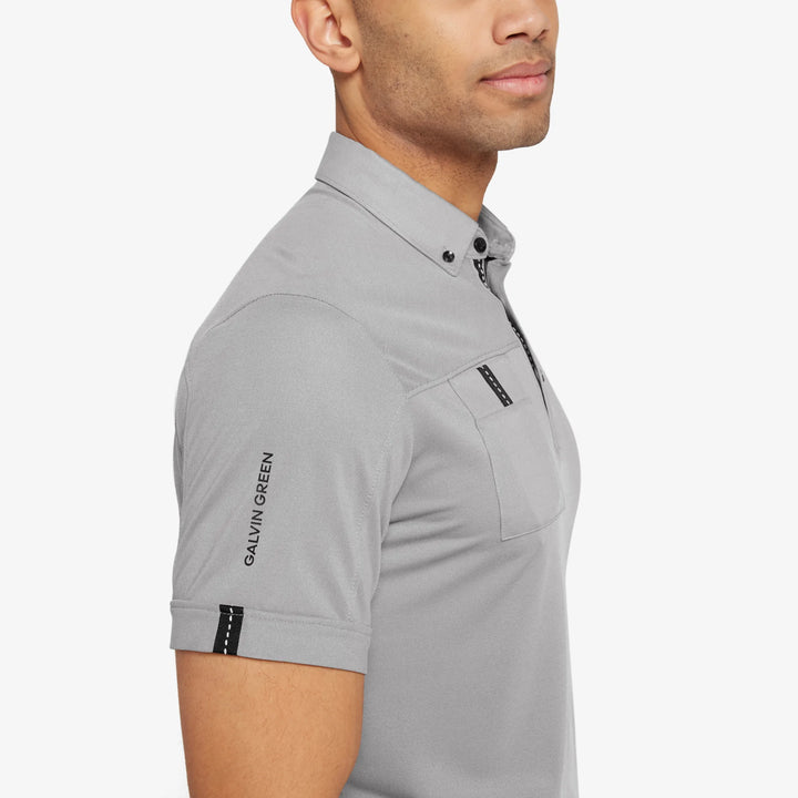 Maple is a Breathable short sleeve golf shirt for Men in the color Sharkskin(3)