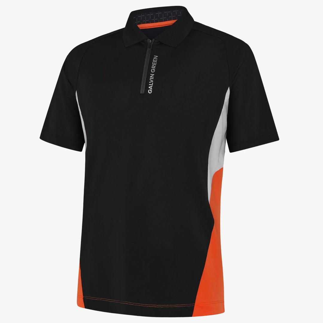Marco is a Breathable short sleeve golf shirt for Men in the color Black/Orange(0)