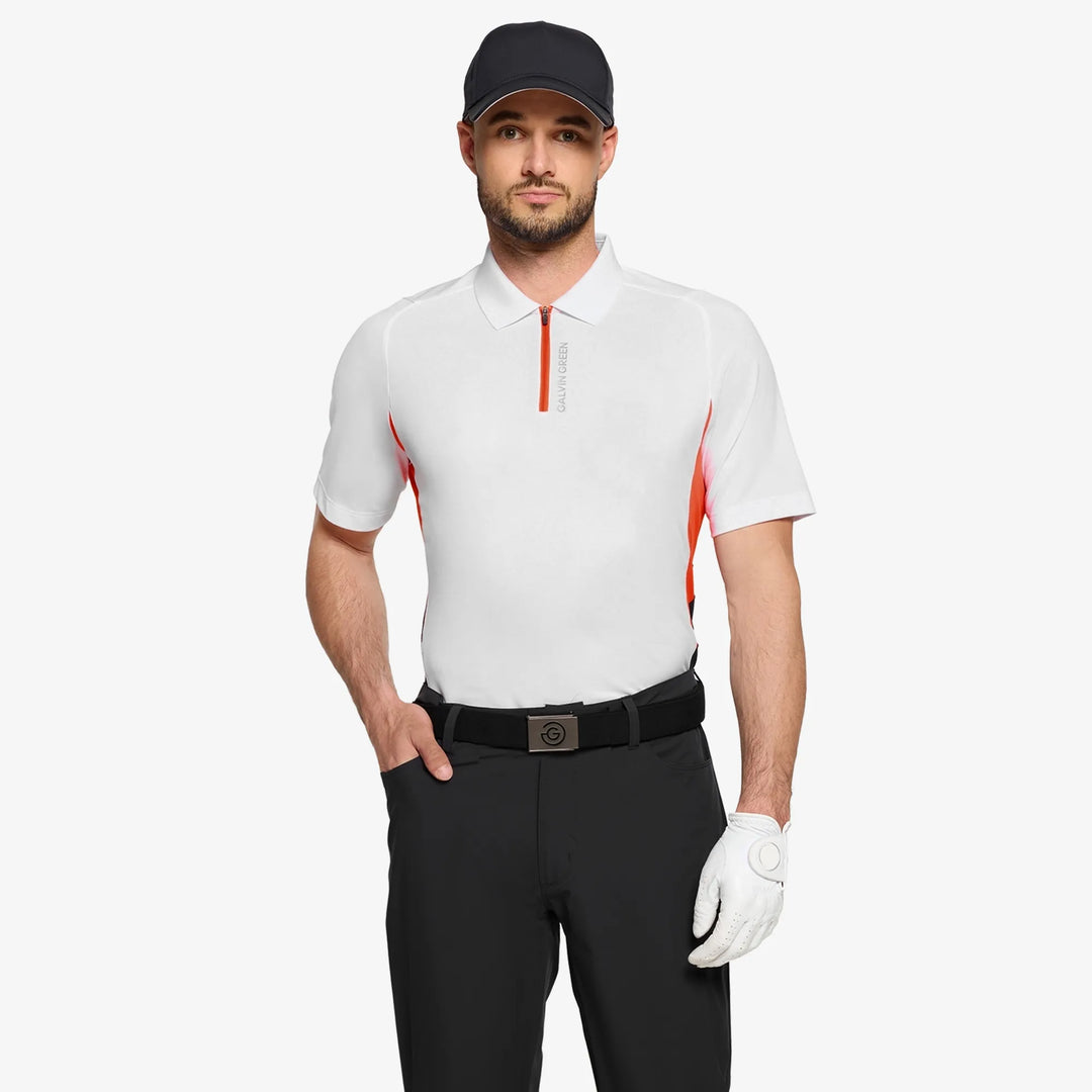 Marco is a Breathable short sleeve golf shirt for Men in the color White/Black(1)