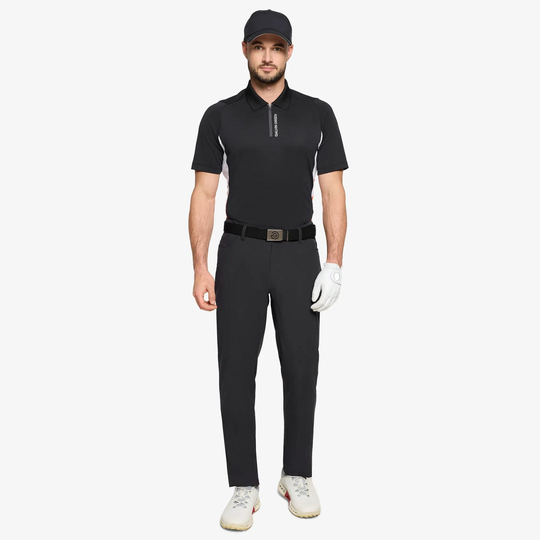 Marco is a Breathable short sleeve golf shirt for Men in the color Black/Orange(2)