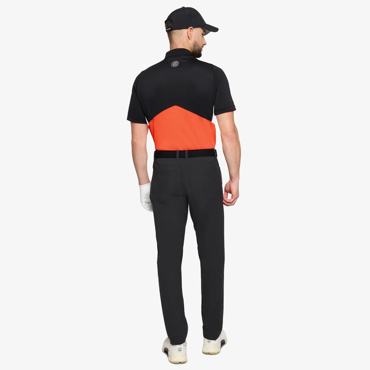 Marco is a Breathable short sleeve golf shirt for Men in the color Black/Orange(5)