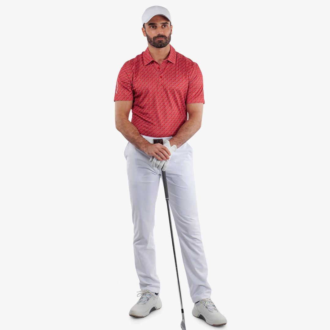 Marcus is a Breathable short sleeve golf shirt for Men in the color Red(2)