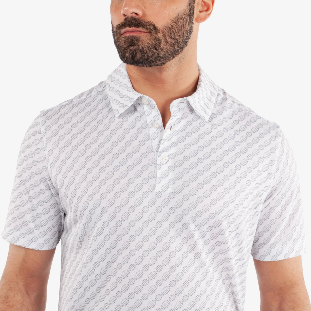 Marcus is a Breathable short sleeve golf shirt for Men in the color White(4)