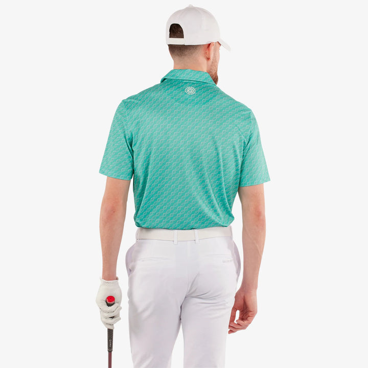 Marcus is a Breathable short sleeve golf shirt for Men in the color Atlantis Green(4)