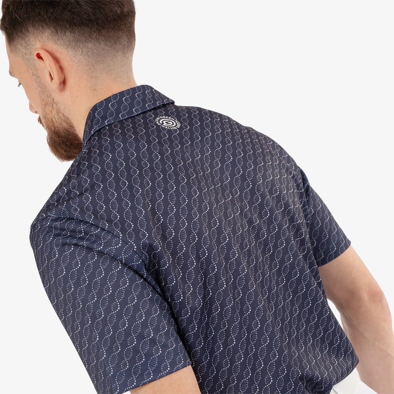 Marcus is a Breathable short sleeve golf shirt for Men in the color Navy(5)