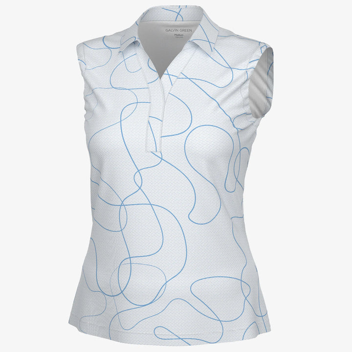 Margie is a BREATHABLE SLEEVELESS GOLF SHIRT for Women in the color Alaskan Blue/White(0)