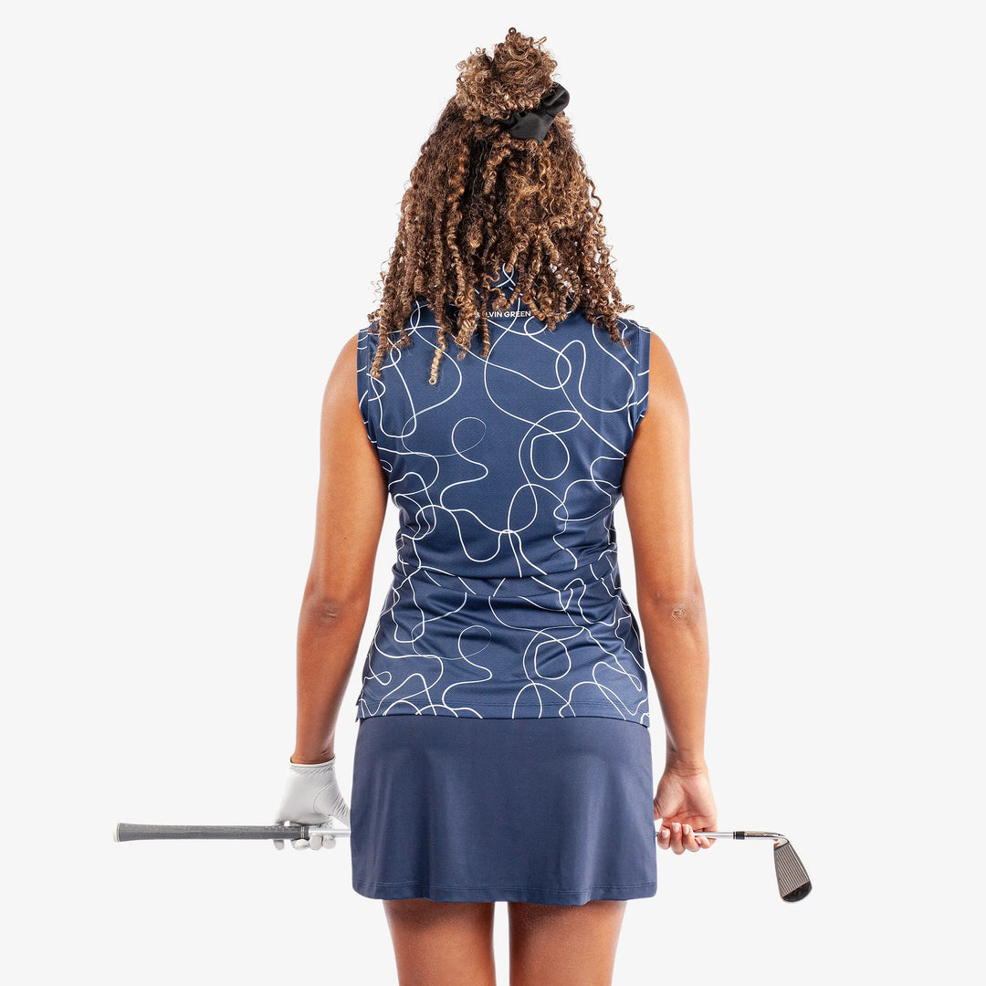 Margie is a BREATHABLE SLEEVELESS GOLF SHIRT for Women in the color Navy/White(4)