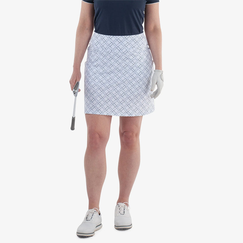 Marielle is a Breathable golf skirt with inner shorts for Women in the color White/Navy(1)