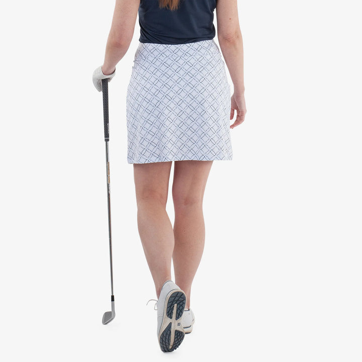 Marielle is a Breathable golf skirt with inner shorts for Women in the color White/Navy(5)