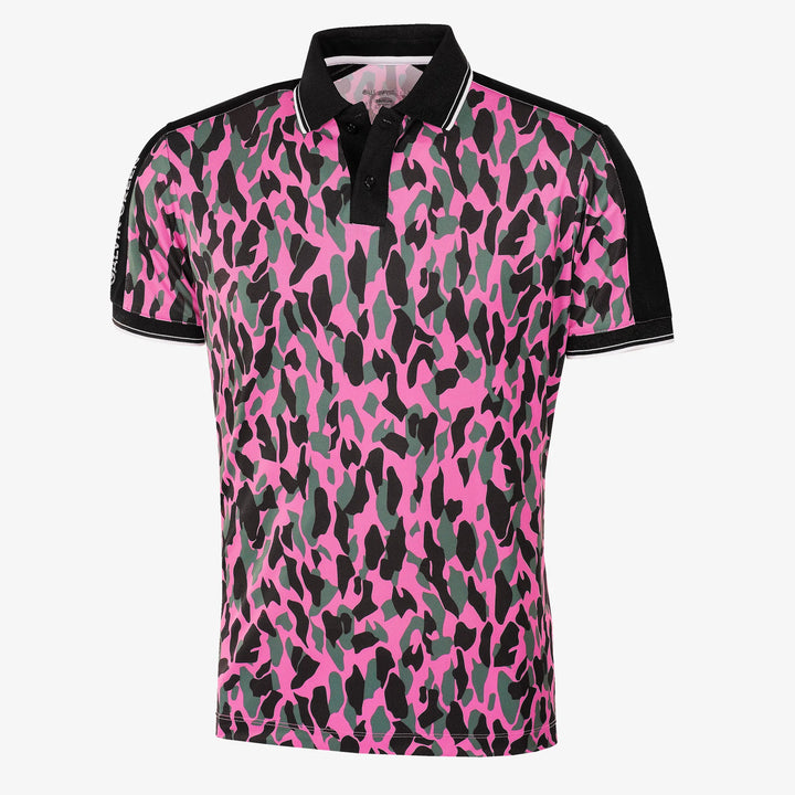Mario  is a Breathable short sleeve golf shirt for Men in the color Super Pink/Black(0)