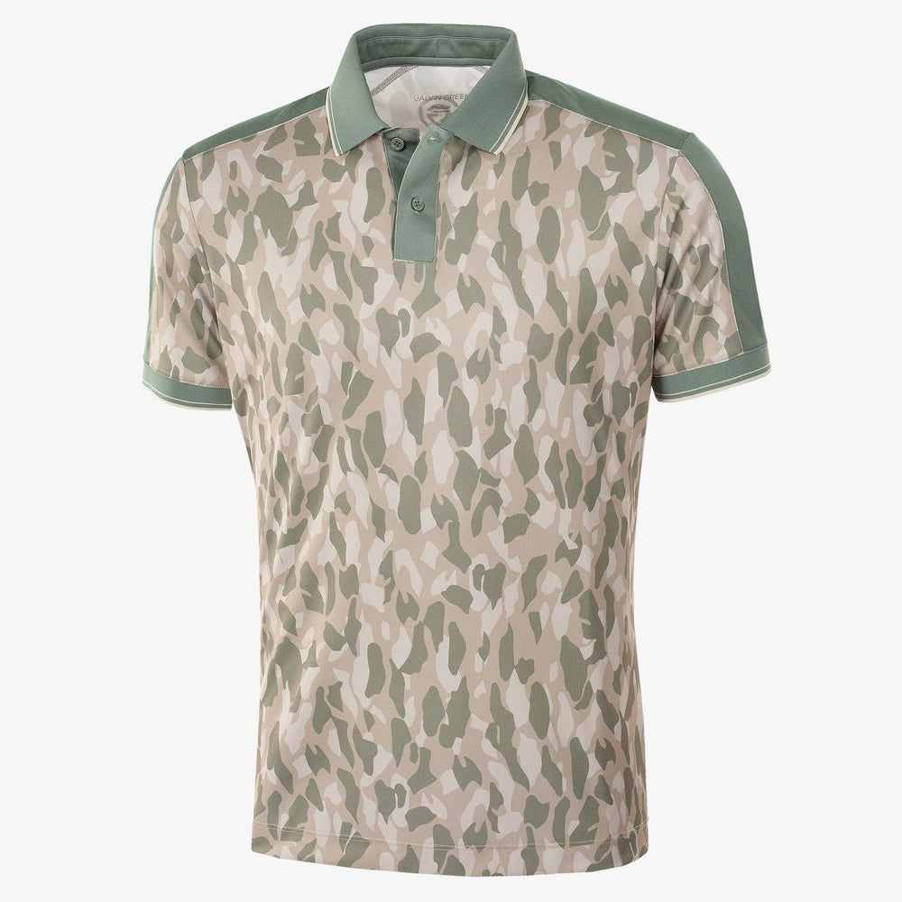 Mario  is a Breathable short sleeve golf shirt for Men in the color Abbey Stone/Duck Green(0)