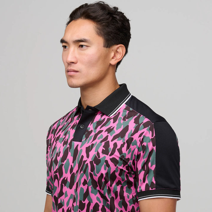 Mario  is a Breathable short sleeve golf shirt for Men in the color Super Pink/Black(3)