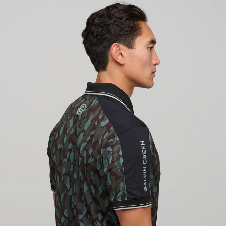 Mario  is a Breathable short sleeve golf shirt for Men in the color Deep Forest/Black(4)