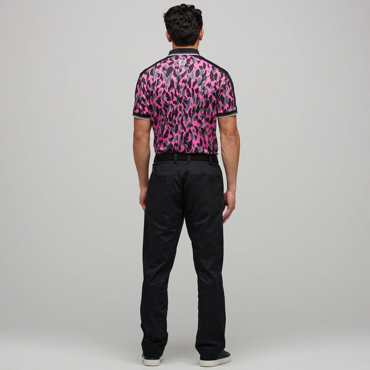 Mario  is a Breathable short sleeve golf shirt for Men in the color Super Pink/Black(6)