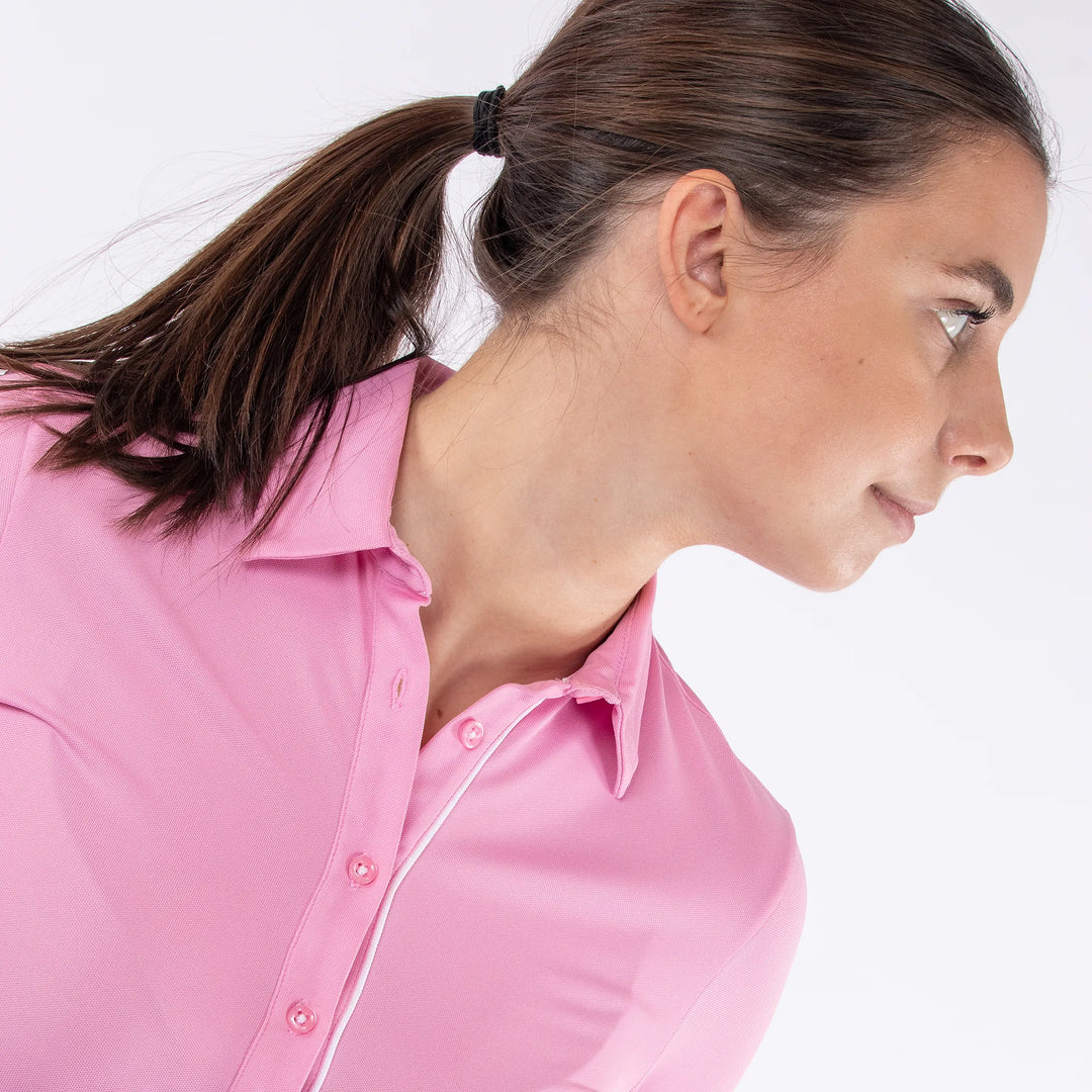 Marissa is a Breathable short sleeve golf shirt for Women in the color Amazing Pink(5)