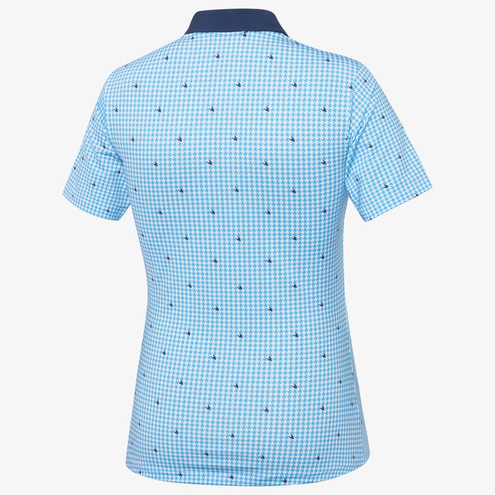 Marlene is a Breathable short sleeve golf shirt for Women in the color Alaskan Blue/White(6)