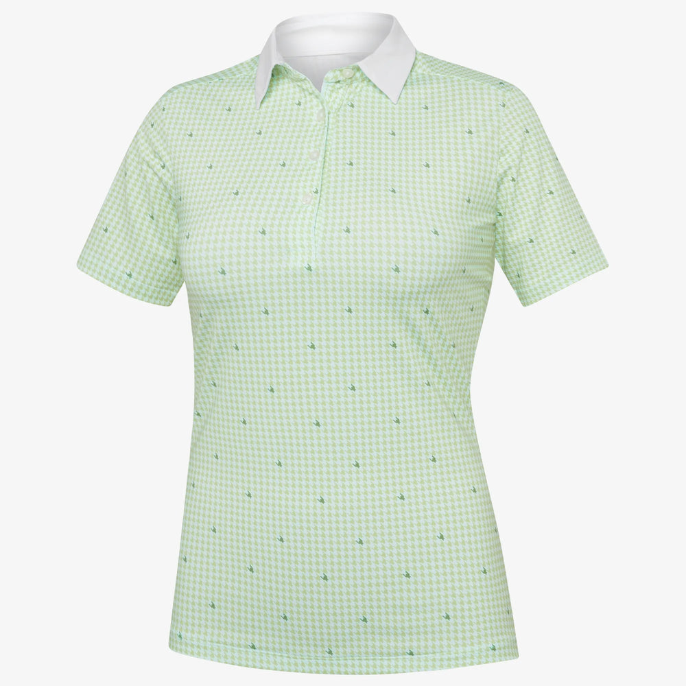 Marlene is a Breathable short sleeve golf shirt for Women in the color Fresh Green/White(0)