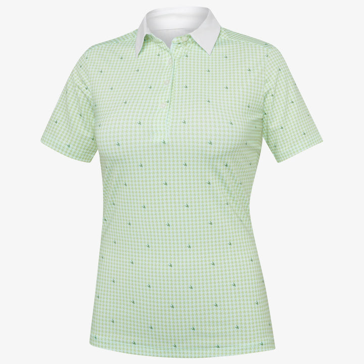 Marlene is a Breathable short sleeve golf shirt for Women in the color Fresh Green/White(0)