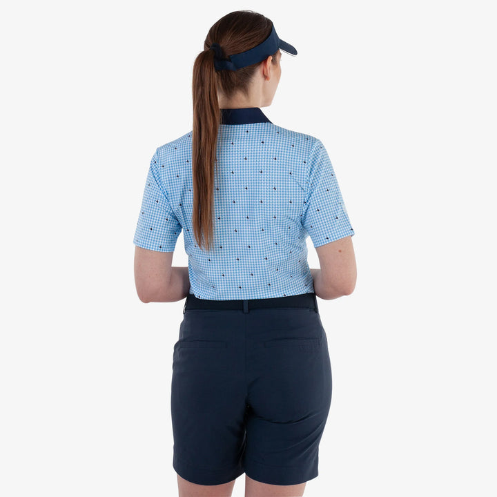 Marlene is a Breathable short sleeve golf shirt for Women in the color Alaskan Blue/White(4)