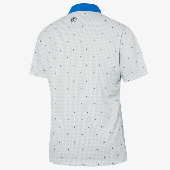 Marley is a Breathable short sleeve golf shirt for Men in the color White/Royal Blue(7)