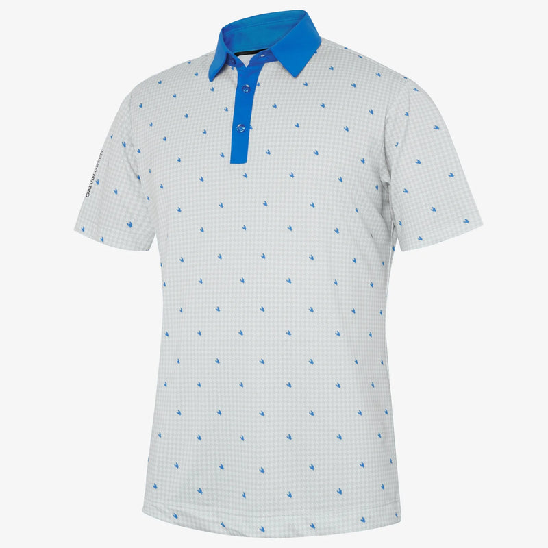 Marley is a Breathable short sleeve golf shirt for Men in the color White/Royal Blue(0)