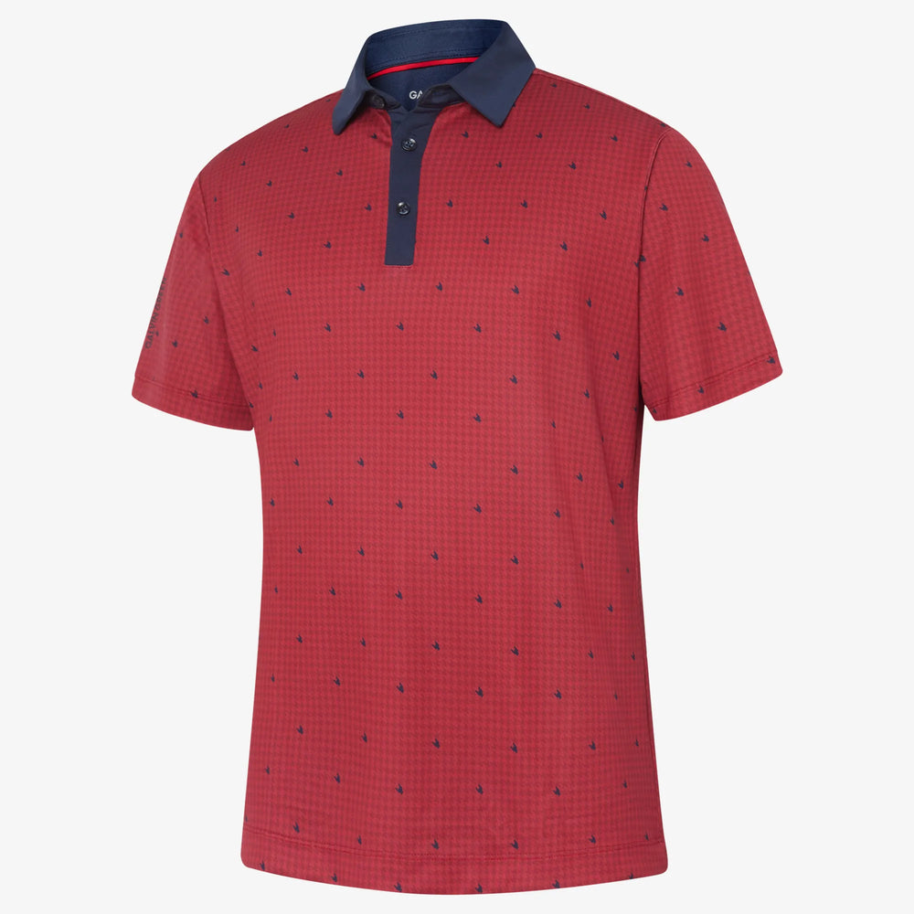 Marley is a Breathable short sleeve golf shirt for Men in the color Red/Navy(0)