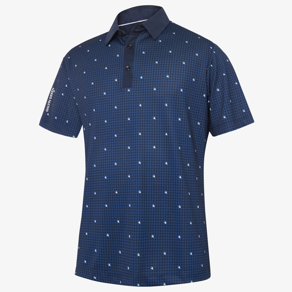 Marley is a Breathable short sleeve golf shirt for Men in the color Navy/White(0)