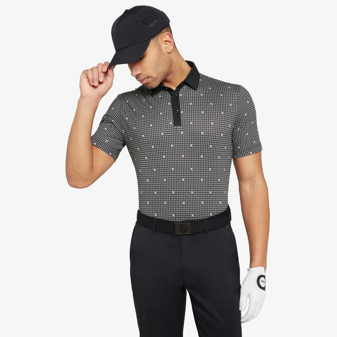Marley is a Breathable short sleeve golf shirt for Men in the color Sharkskin/Black(1)