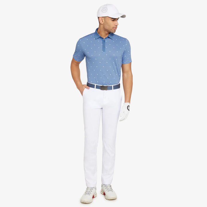 Marley is a Breathable short sleeve golf shirt for Men in the color Moonlight Blue/White(2)