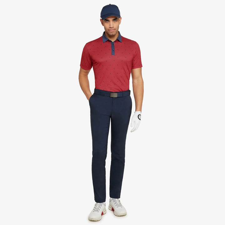 Marley is a Breathable short sleeve golf shirt for Men in the color Red/Navy(2)