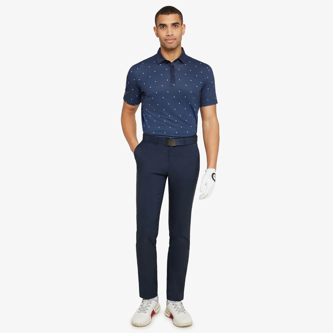 Marley is a Breathable short sleeve golf shirt for Men in the color Navy/White(2)